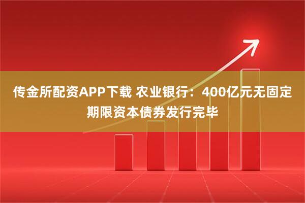 传金所配资APP下载 农业银行：400亿元无固定期限资本债券发行完毕